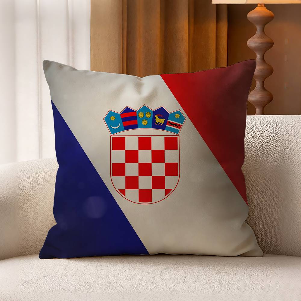 CCroatia FFlag Cotton Linen Square Pillow Covers Home Decor Gifts