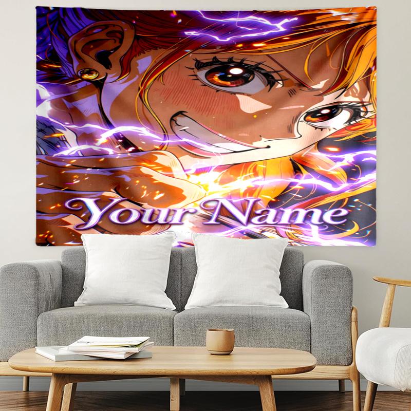 Personalized Name Nami Tapestry, Wall Hanging Tapestry, Pattern Tapestry for Dorm Bedroom Living Room Wall Art Photography Backdrop