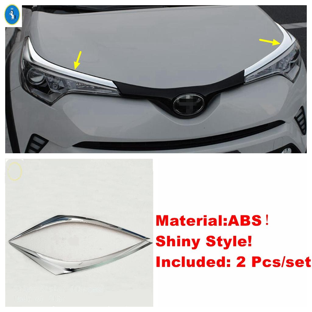 Shiny / Carbon Fiber Front Head Lights Lamps Eyelid Eyebrow Stripes Panel Cover Trim Accessories For Toyota C-HR CHR 2016 -