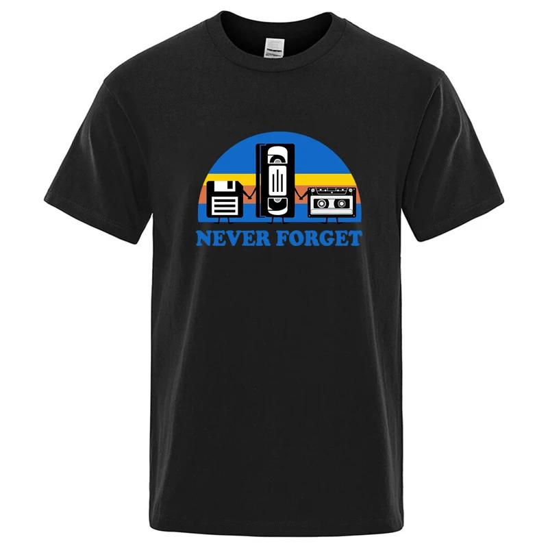Summer Mens Tshirt Never Forget Sarcastic Graphic Music Funny Printed Cotton Blend Tshirt Loose Male Top Casual Short Sleeve