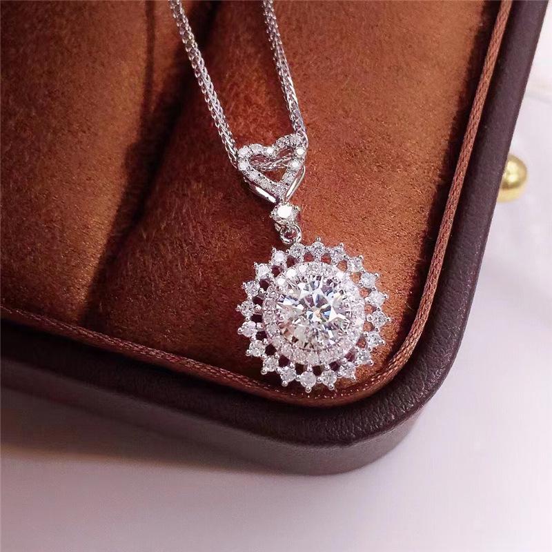 Zirconia Heart Hollow Pendant Necklace - Women s Korean Light Luxury Clavicle Chain