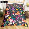 Buntes Pilz-Bettwäsche-Set Einzelgröße Kinder-Bettwäsche-Set Steppdecke Bett-Set Für Jungen Mädchen Erwachsene Mit 1 Bettdecke Und 2 Kissenbezügen