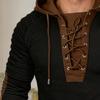 Erkek Sweatshirt Kapüşonlu Bağcıklı Patchwork Tasarım Uzun Kollu Pullover Üstler Pileli Günlük Spor Okul Üstleri Sokak Giyimi