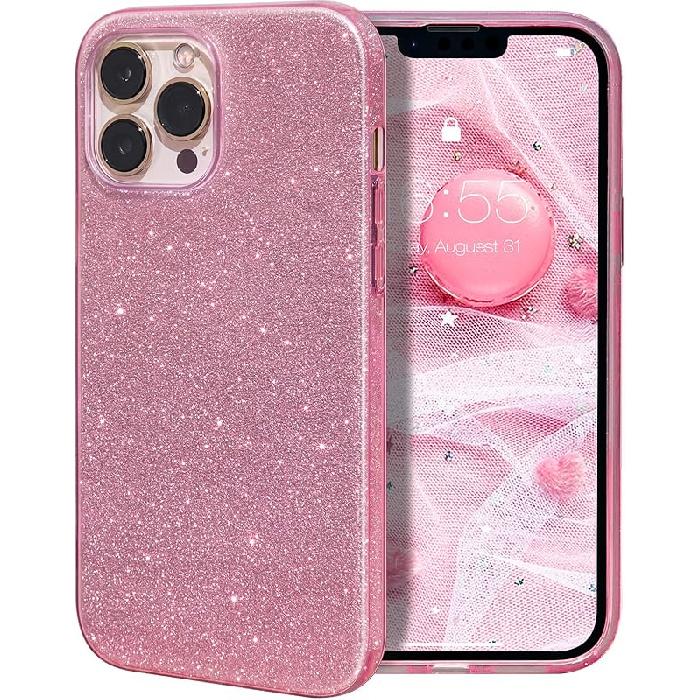 MILPROX Compatible with iPhone 14 Pro Max Case (2022), Glitter Sparkly Shiny Bling Rubber Gel Shell Cases 3 Layers Shockproof Protective Bumper Cover