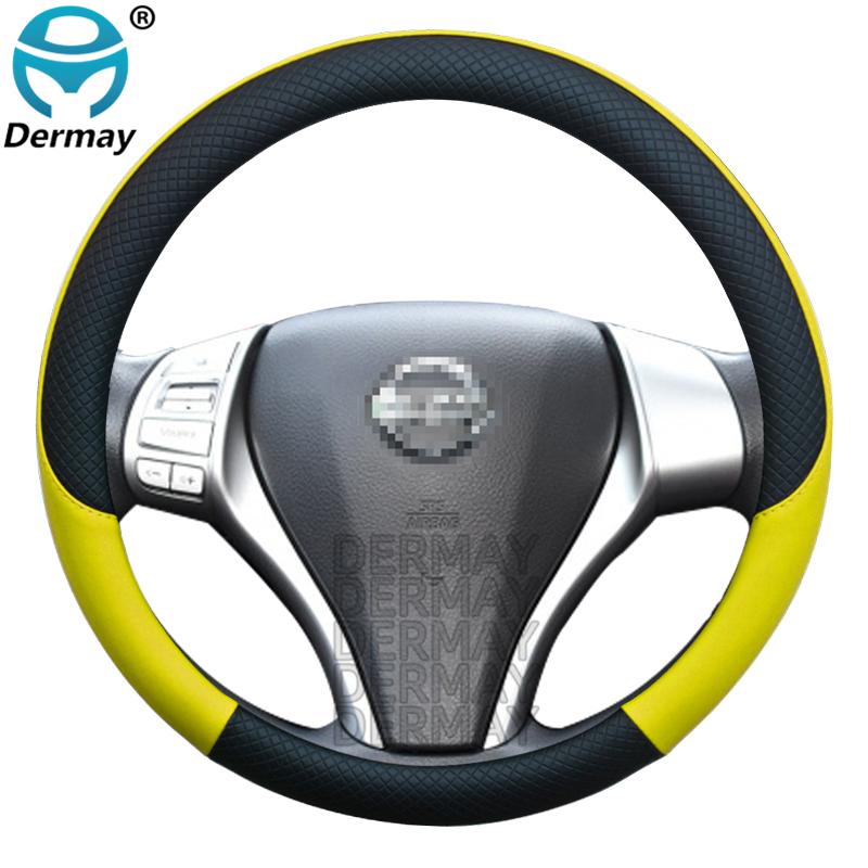 100% DERMAY Brand Leather Sport Car Steering Wheel Cover for Nissan Tiida 2004~ Auto Accessories