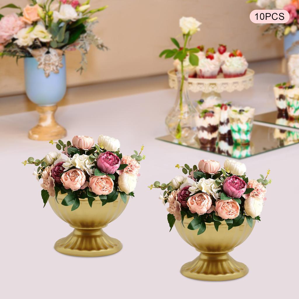 10 Pcs Mini Gold Flower Vases 6.7cm Tall, Bright Golden Metal Vases for Table Centerpieces, Small Flower Arrangement Pots