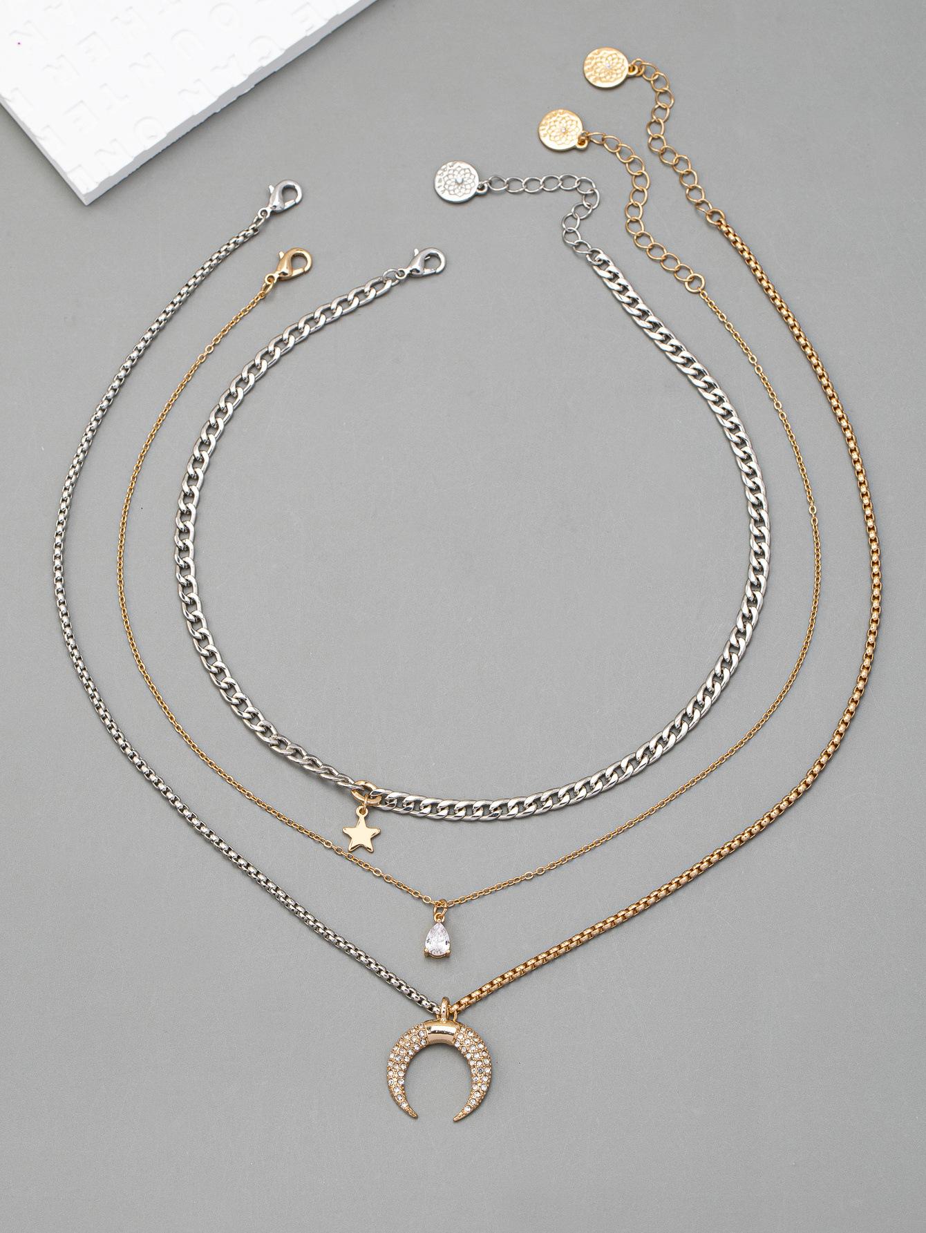 

Ожерелье с подвеской-полумесяцем в стиле Ins, холодный ветер, металл премиум-класса, двухцветное, смешанное, цепочка-ключица