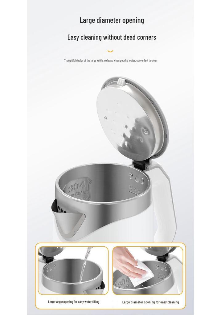 Kuangjia Double-Layer Electric Kettle with Anti-Scald Design, Large Capacity, Auto Power-Off, 110V/220V