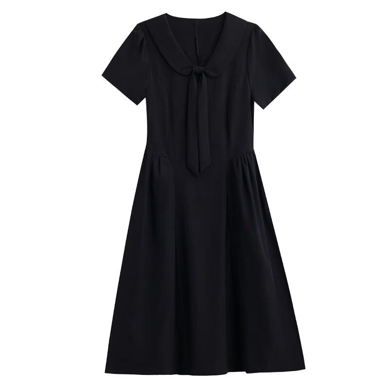 Aiger V-Neck A-Line Black Midi Dress