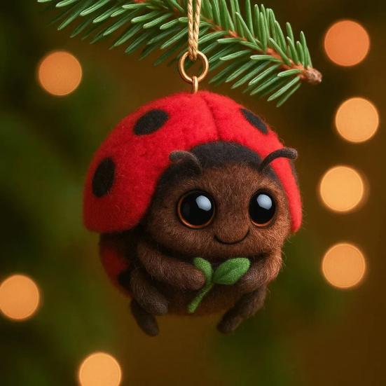 Insect Christmas Ornament 2D Acrylic Spider/Bee/Ladybug/Caterpillar Christmas Tree Ornament for Nature Lovers