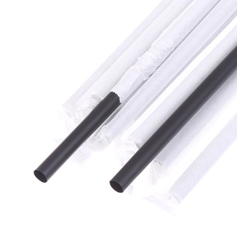 100Pcs Black Drinking Straws Plastique Straws Single Piece Paper Packaging Rietjes Flexible Party Kitchen Beverage Straws