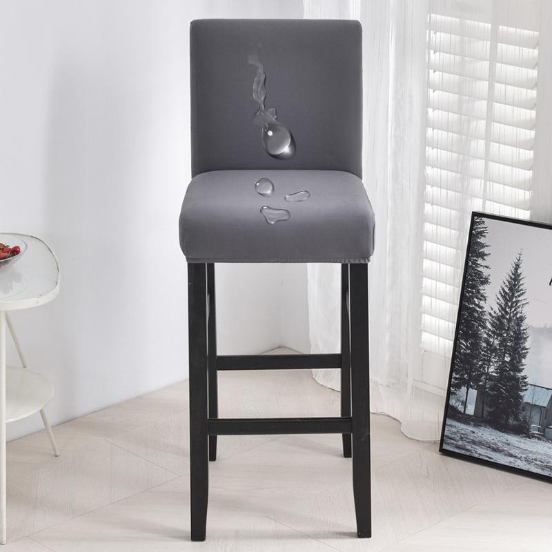 Waterproof Short Back Bar Chair Cover Solid color Stretch Swivel Chair Cover Stretch Small Size Bar Stool Seat Covers for Hotel Banquet Dinin