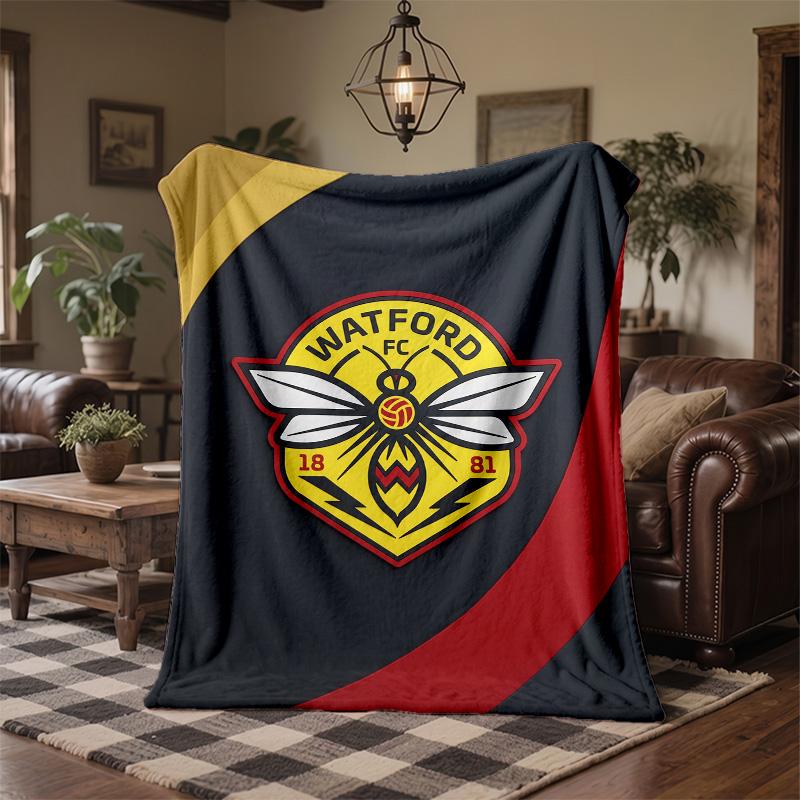 Watford Football Print Flannel Blanket Soft Warm Sofa Bed Throw Blanket For Home Office Bedroom