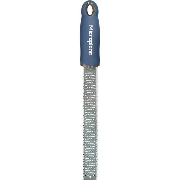 Zesteur Râpe - MICROPLANE - Bleu Jean - Ergonomique - Anti-rayures - Lavable au lave-vaisselle