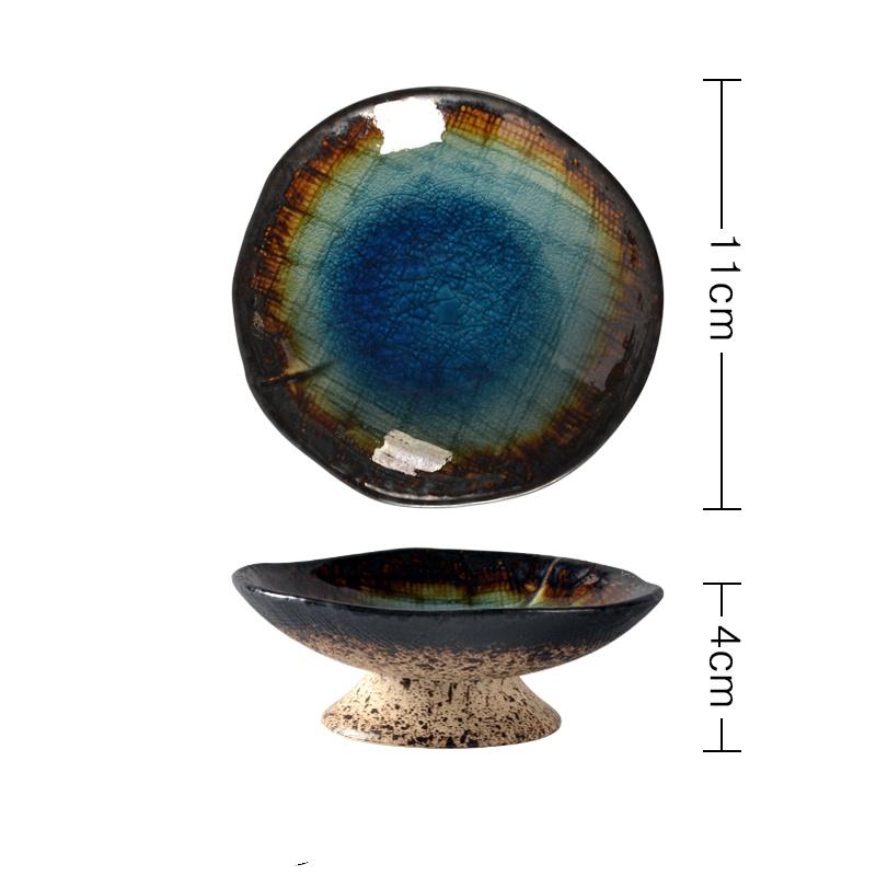 Creative Japanese ceramic plate with high feet saucer saucer snack tea dessert plates snack plate fruit plate bowls ramekin