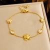 Sun Star Gold Jewelry Set Zircon Necklace Earrings Bracelet