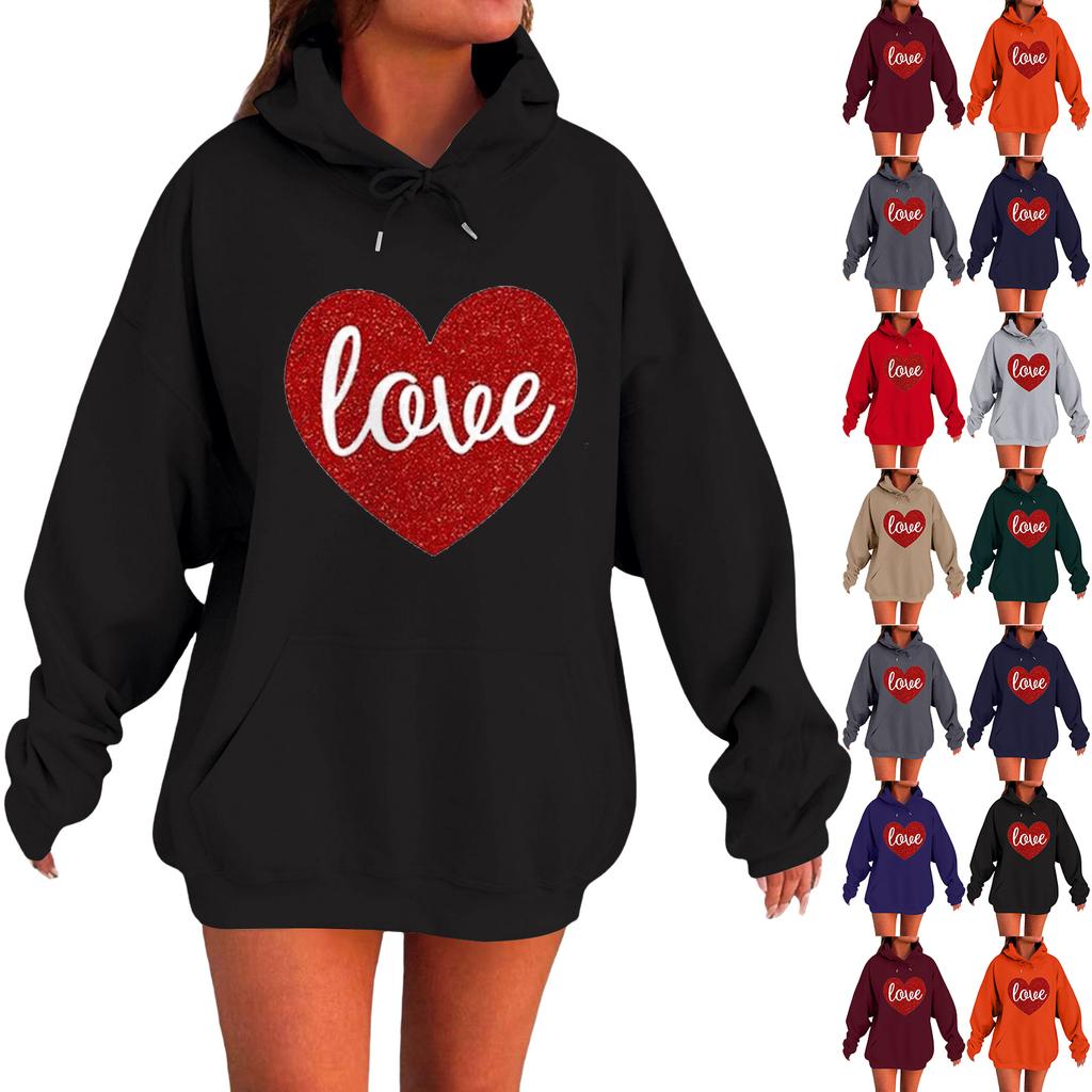 Women's Loose Comfortable Casual Fashionable Love Printed Long Sleeved Sweatshirt