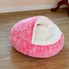 Cat Bed Round Plush Fluffy Hooded Cozy Cat Bed Cave for Indoor Donut Self Warming Small Dog Bed Anti-anxiety Puppy Kennel