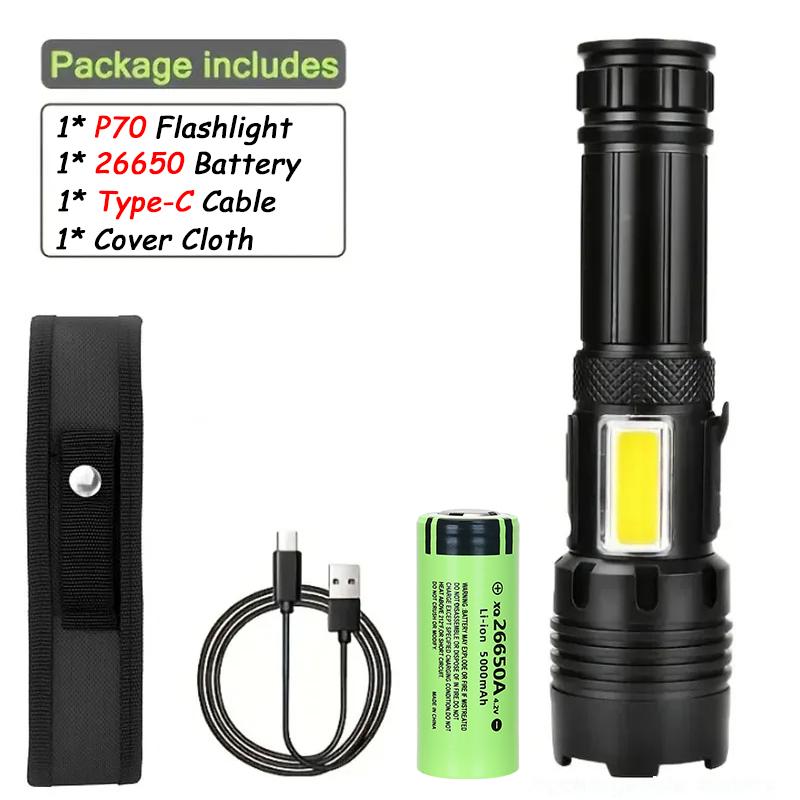 Powerful Rechargeable Led Flashlights Ultra Bright Tactical Torch Light Emergency Telescopic Zoom Light for Outdoor Camping Lamp