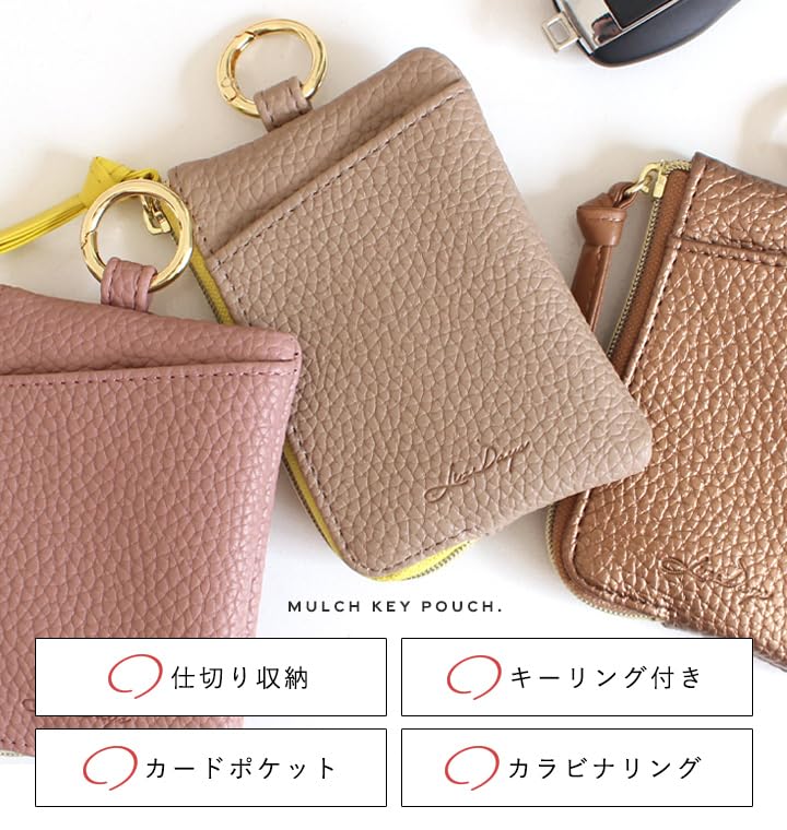 [Lizdays] Key Case Key Pouch for Women and Men Key Ring Smart Key Coin Purse (Gold)