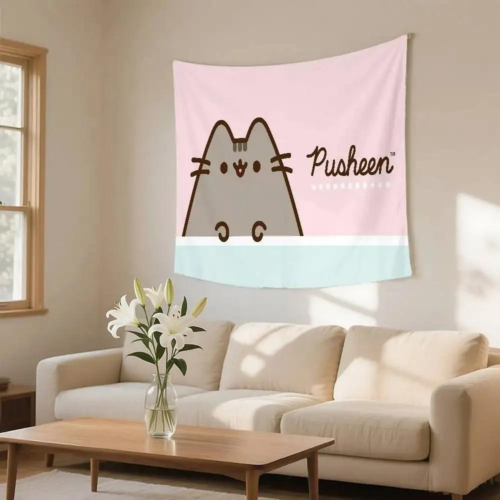 

Hello Kitty Pusheen Sleep Tapestry Single Print Cute Stylish Durable Tapestry Home Living Room Bedroom Dorm Kawaii Vibe Decor 74x94cm(29x37in)