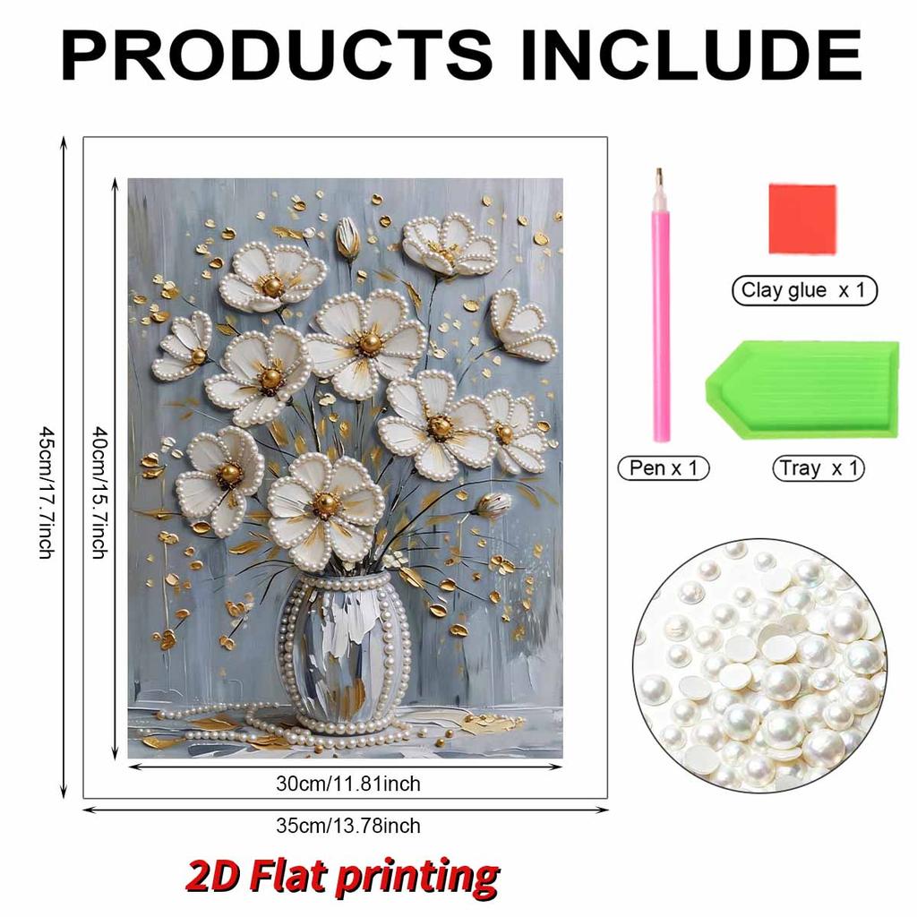 5D DIY Frameless Pearl Painting Flower Pattern Painting Kit, Suitable for Home Living Room Bedroom and Other Wall Decoration Art Paintings