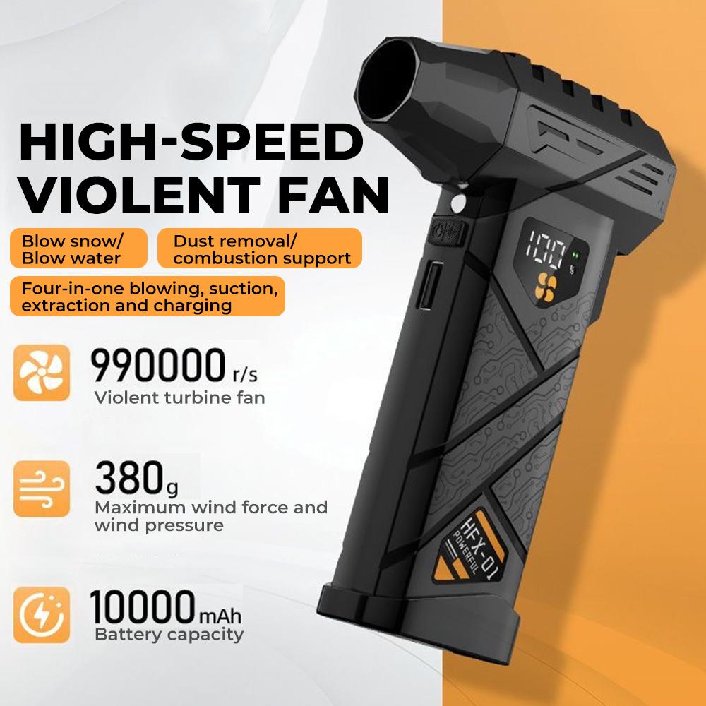 HFX-01 Leistungsstarker Turbo-Luftgebläse 380g Blasdruck Starker Luftstrom Turbo-Lüfter Powerbank-Funktion Kabelloser Druckluftstaubsauger