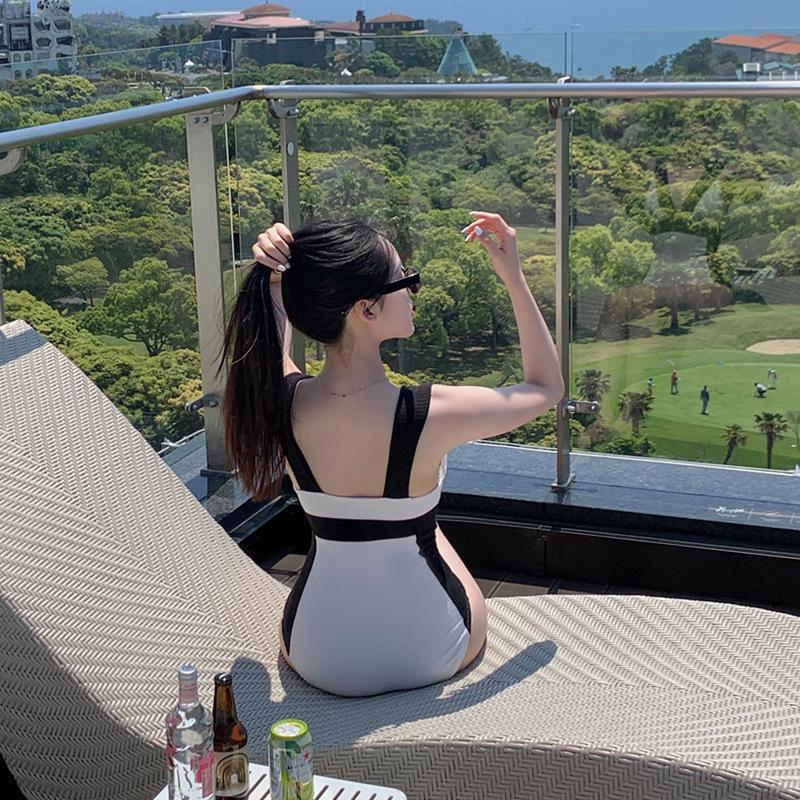 Japanese & Korean Women's Slimming Triangle One-Piece Swimsuit 2023 - New Style, Tummy Control, Conservative Design for Hot Springs