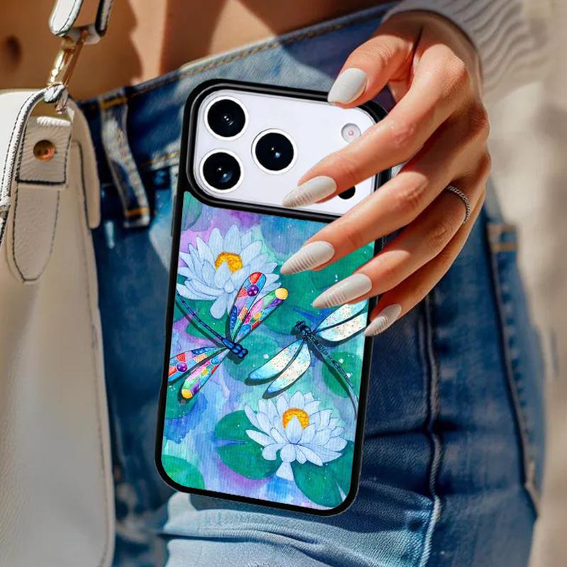 

Цветочный Радужный Чехол для Телефона с Стрекозой Для iPhone 17 Air 14 15 13 12 Max Чехол Для Apple 14 15 16 16e 11 Pro Max Plus Coque iPhone 15pro