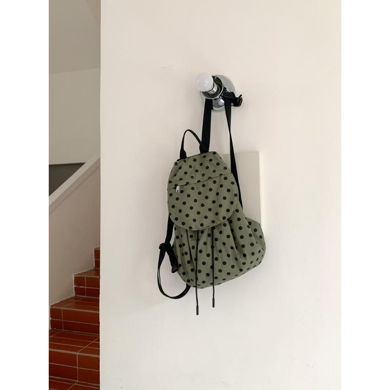 

Новый рюкзак в горошек, женский трендовый повседневный рюкзак для работы и учебы, большой вместимости, с откидным клапаном, хлопковый рюкзак зелёный