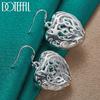 925 Sterling Silver Heart-shaped Geometric Hollow Earrings, Fashionable Wedding Jewelry