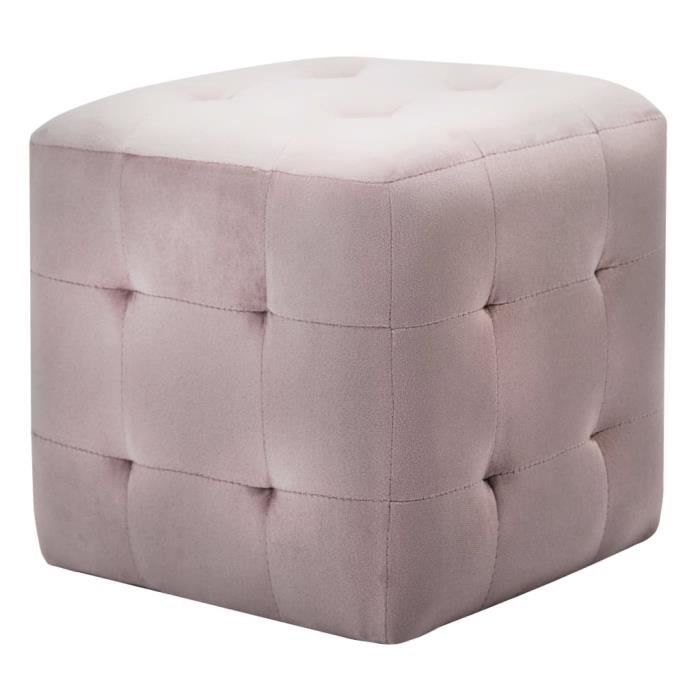 VidaXL 2 pcs Poufs Rose 30 x 30 x 30 cm Tissu velours