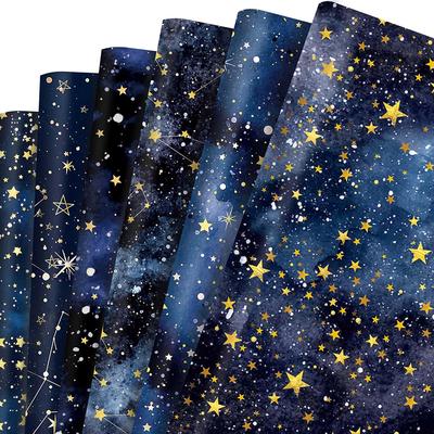 12 Sheets Gift Wrapping Paper Starry Sky Nebula Pattern Valentine's Day Birthday Party Gift Packaging Decoration DIY Craft Paper