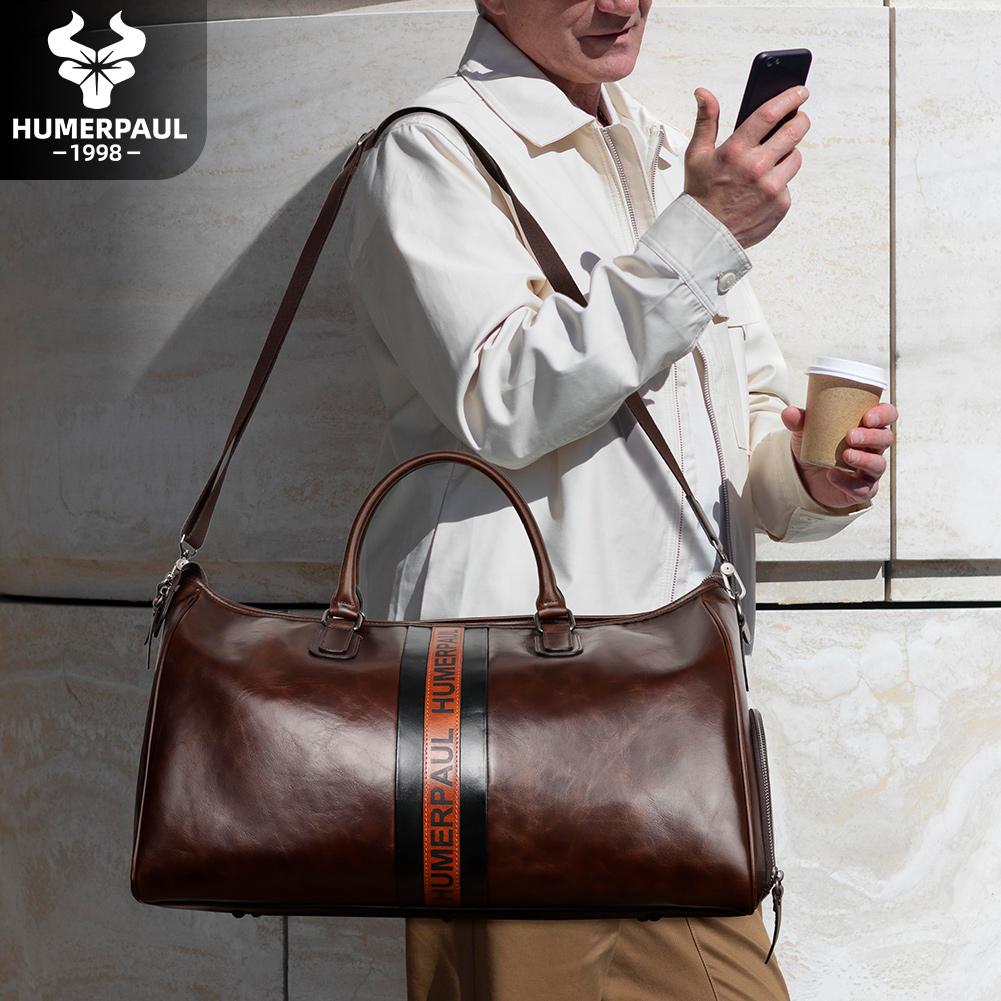 HUMERPAUL Genuine Leather Travel Bag Large Capacity Bag Handbag