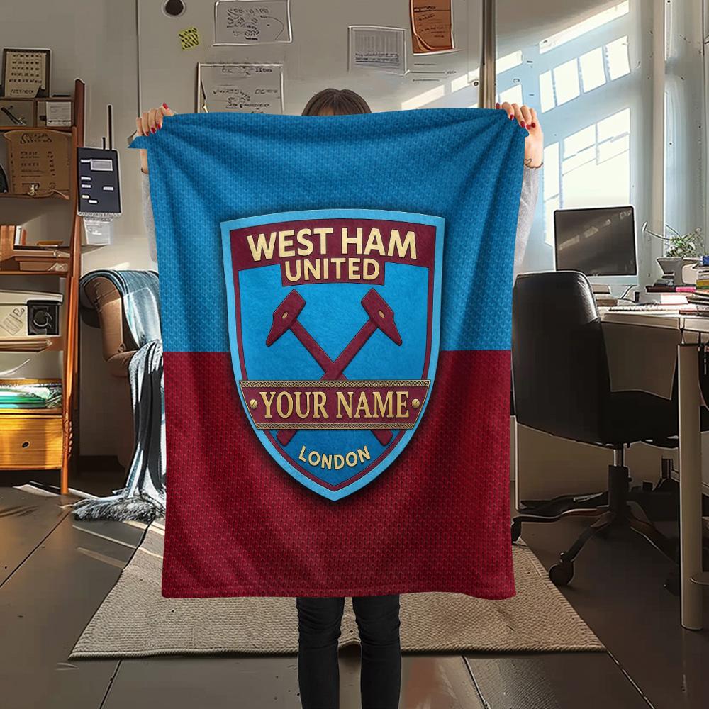 Benutzerdefinierte West Ham United Flanelldecke, Hohe Qualität, Bequem für alle Jahreszeiten, Heimdekoration, Wärme und Komfort