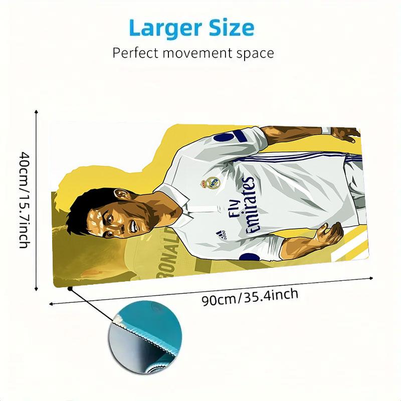 CR7 Mouse Pad, Large Gaming Desk Mat, Non-slip XXL Mousepad for Laptop & Tablet, Mini PC Playmat with Stitched Edges