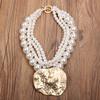 Statement Vintage Pearls Necklace with Geometry Pendant Women Girl Trendy Vintage Wedding Party Jewelry