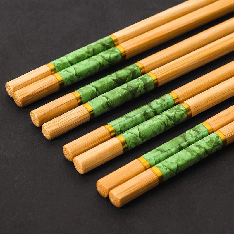 

Набор бамбуковых палочек для еды - 10 пар, не скользящие, прочные, для семейного использования; Без краски или воска, устойчив к плесени, безопасен для детей