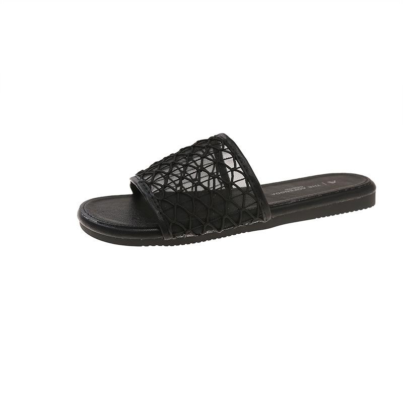 

Fashion mesh flat-bottomed cool slippers women s outer wear spring and summer new casual fairy wind beach slippers 35