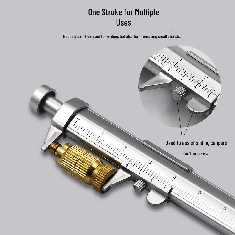 Multi-Purpose 0-100mm Plastic Caliper Ballpoint Pen - Creative Student Gift