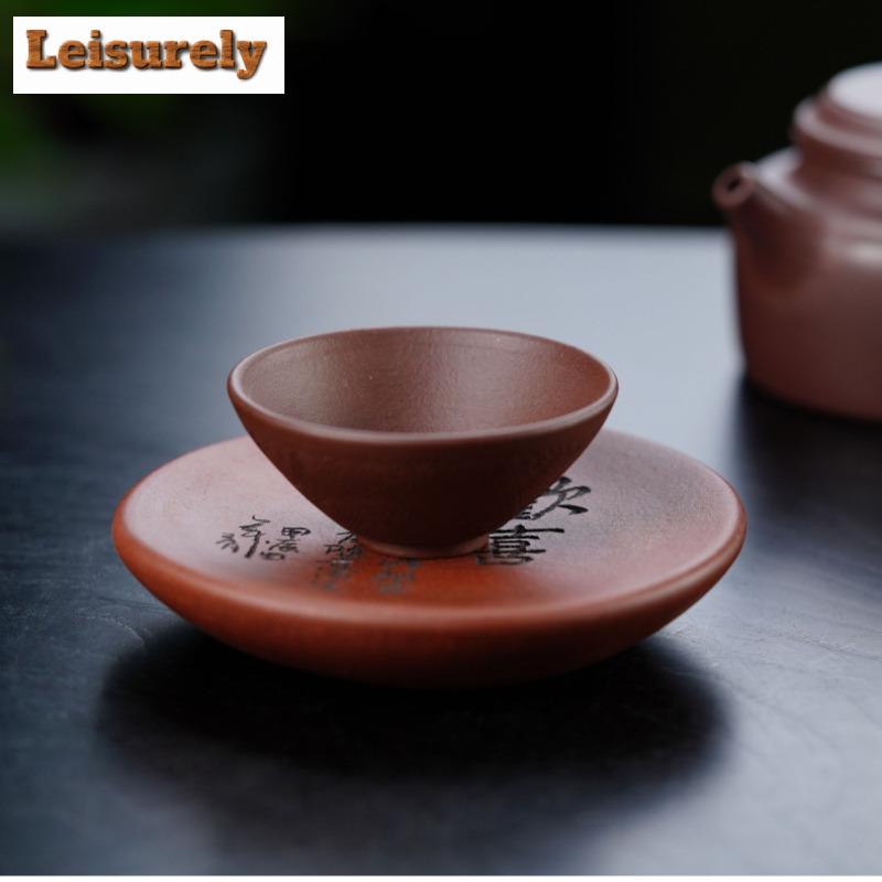 Handgefertigter Untersetzer aus violettem Ton, kleiner Teekannenhalter, Trockentränktisch, Teetassenstütze, Teebrettbasis, chinesisches Zisha-Teeservice-Zubehör