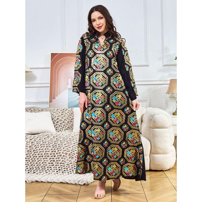 Magic Queen Middle East Ethnic Style Robe Women Fashion Sequin Embroidered Evening dress Dubai Dress Dresses