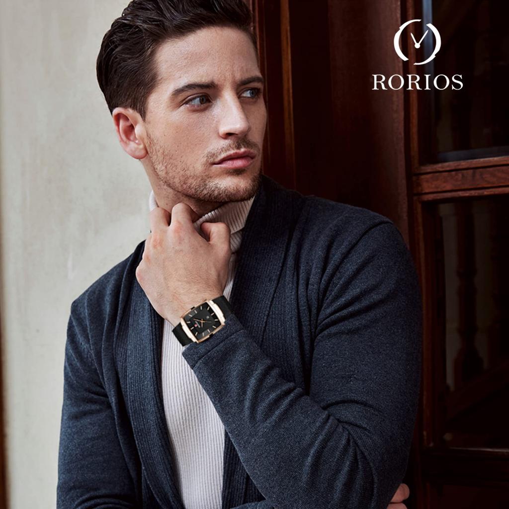 RORIOS Watch Square Watch Stylish Calendar Date Display Waterproof Japanese Movement Commuting To School Business Casual Quartz Watch Watch for Men