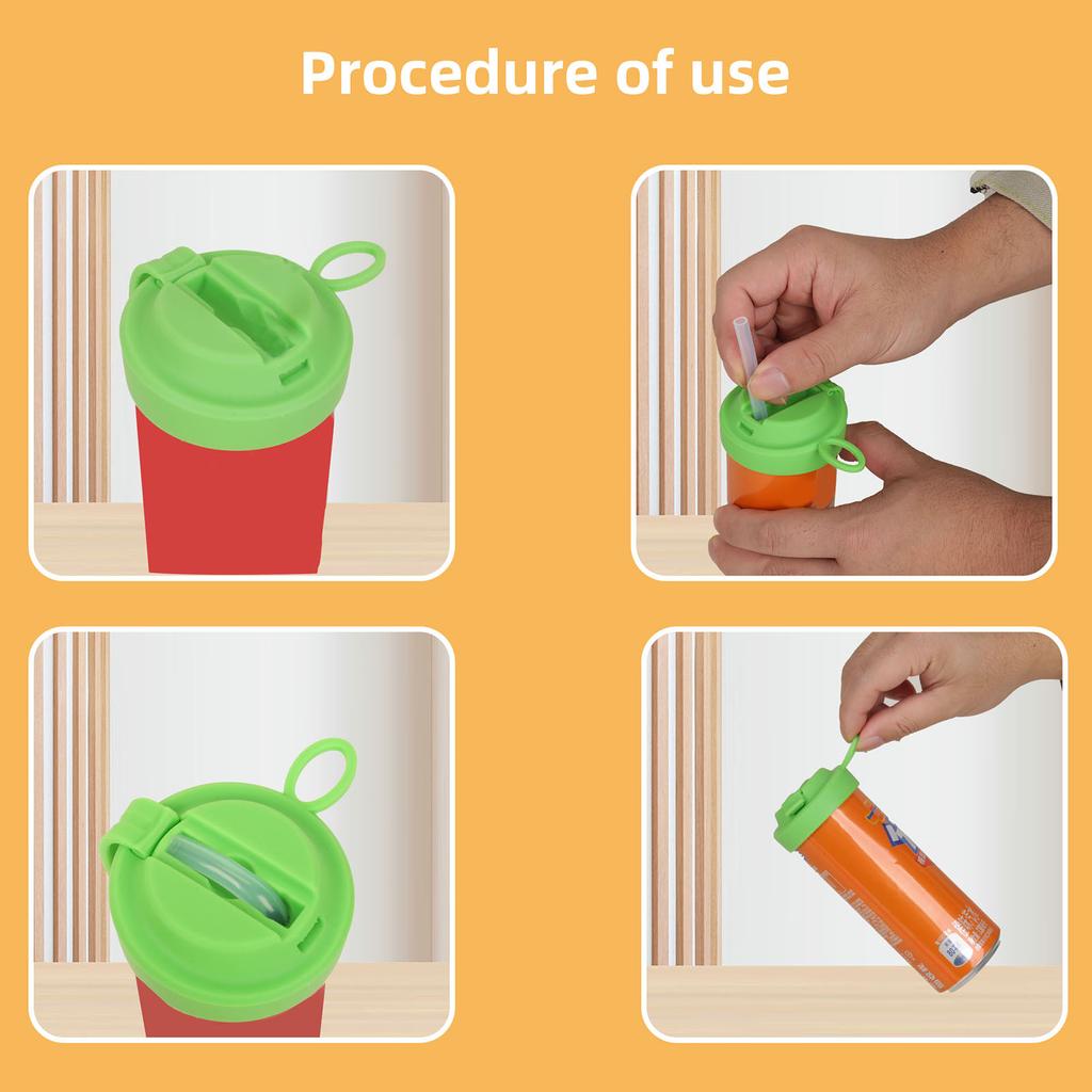 Colorful Silicone Sodas Can Lid and Straw Easy Use Spill-proof Sealed Can Cover for Canned Beverages Beer and Juice
