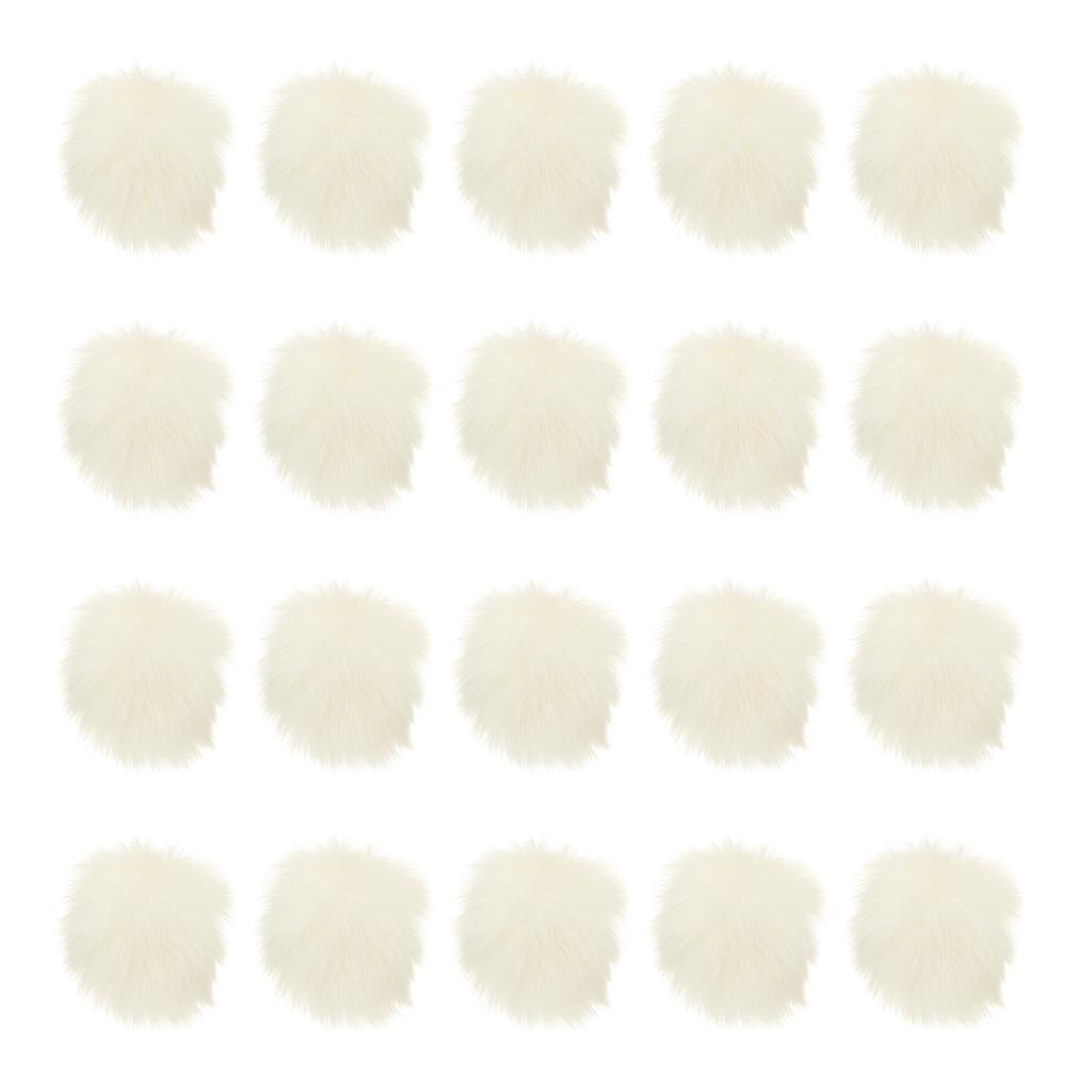20 Pcs Faux Fur Pom Poms for Hats Fluffy Soft Fur Poms Balls with Elastic Loop for Keychain Knitting Hats DIY Scarves Gloves