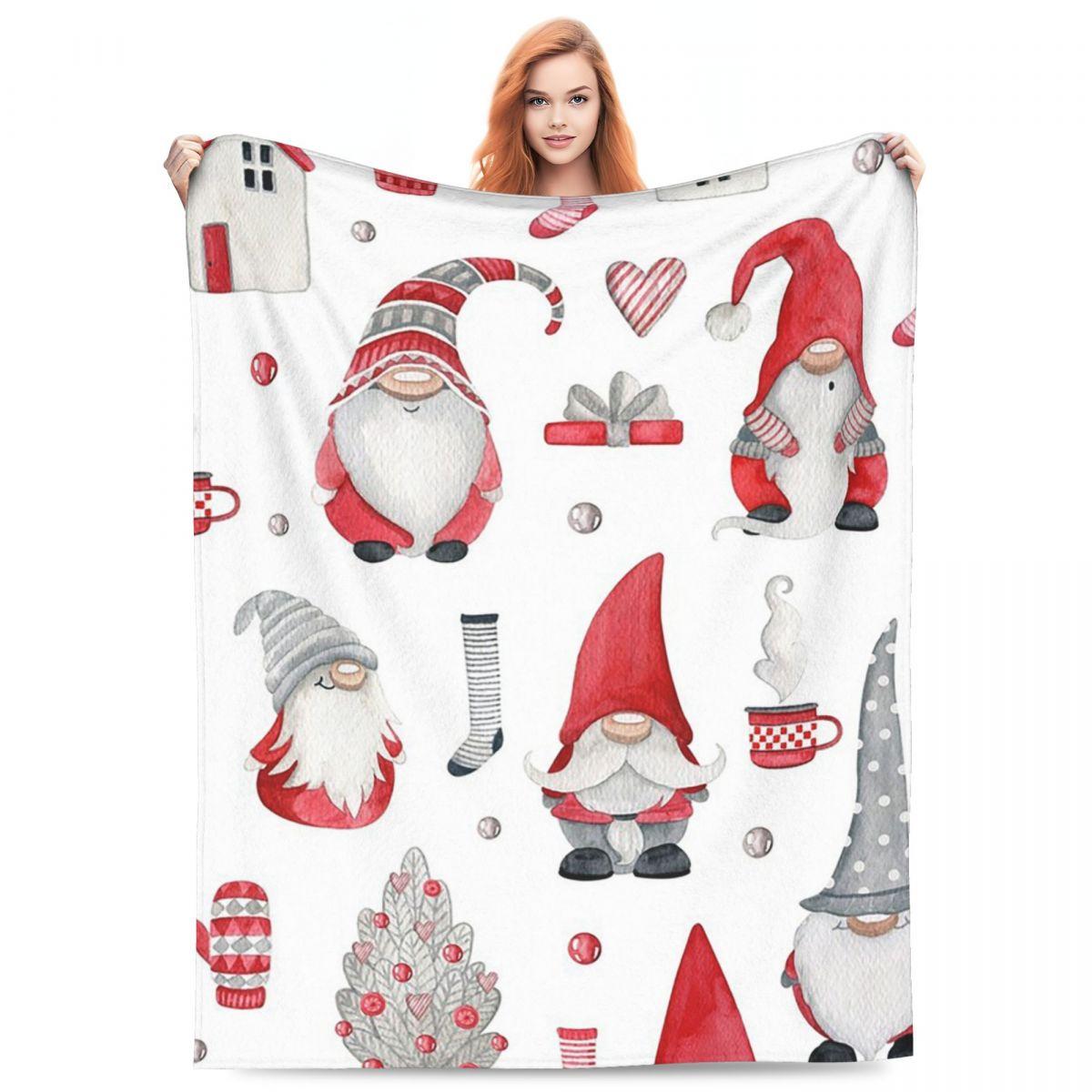 Exquisite Fashion Items Unisex Christmas Gnome Blanket Fleece Sofa Throw Blanket Lightweight Throw Blankets For Home Bedroom Office Throws Bedspread Quilt