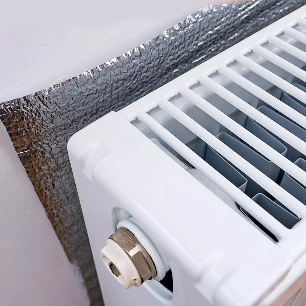 1pc Radiator Insulation Foil 5m X 60cm Double Sided Aluminum Foil Insulation Sheet Foam Thermal Insulation Film