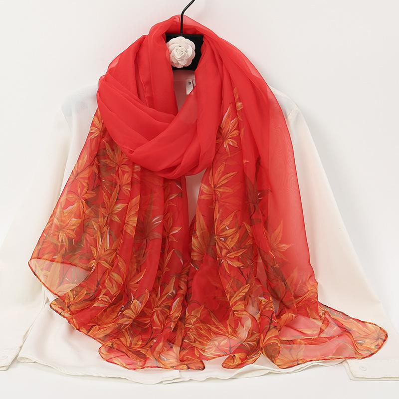 Silk Scarf for Women In Summer Beach Vacation Beach Towel Korean Style Fashion Printed Scarf Soft Yarn Protection Big Shawl