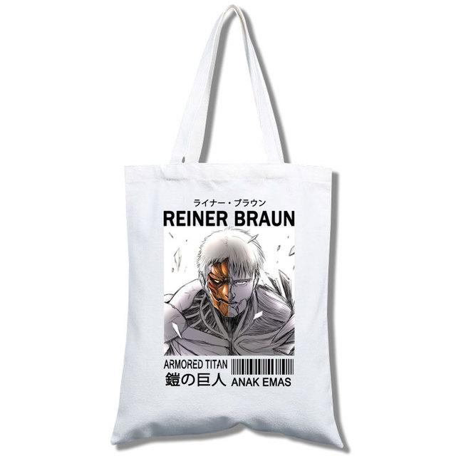 Anime Attack On Titan Canvas Bag for Women Funny Shopping Bag Ulzzang Eco-Friendly Large Capacity