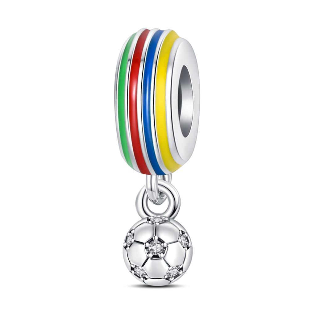 925 Silver Plated Soccer Ball Champion Cup Charms Beads Fit 3mm Bracelets DIY Football Jewelry Gift